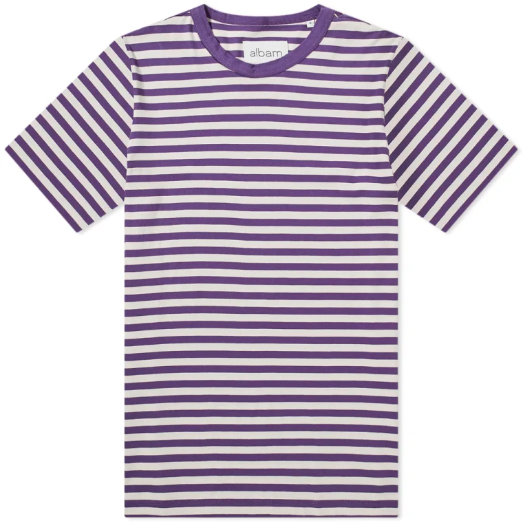 White Purple Stripe T-shirt front